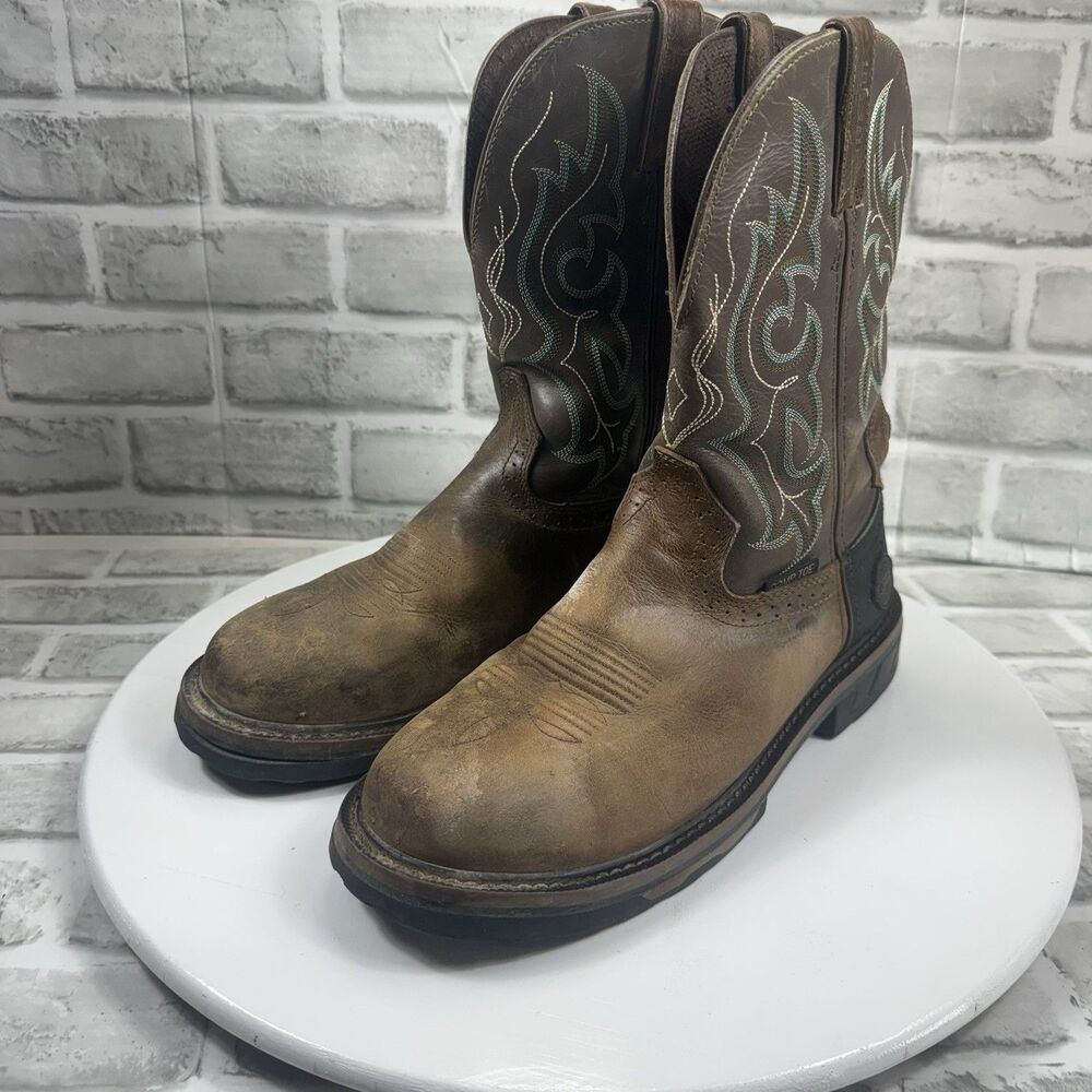 Justin WK4630 Men's 9 D 11" Brown Leather Waterproof Steel Toe Work Boots